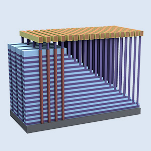 A cartoon image of 3D NAND technology
